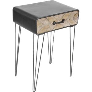 imageDeco 79 Metal Side End Accent Table Single Drawer End Table Side Table 17quot x 12quot x 26quot Black