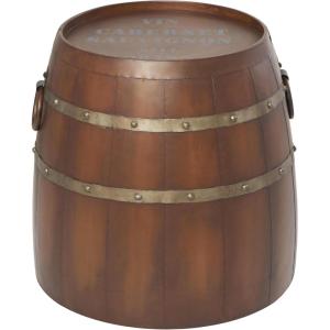 imageDeco 79 Metal Side End Accent Table Wine Barrel End Table Side Table 20quot x 20quot x 19quot Brown
