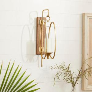 imageDeco 79 Metal Single Candle Wall Sconce 6quot x 8quot x 24quot Gold