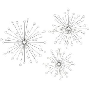 imageDeco 79 Metal Sunburst Home Wall Decor Wall Sculpture with Crystal Embellishment Set of 3 Wall Art 16quot 20quot 24quotW Black24L x 1W