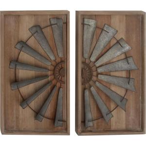 imageDeco 79 Metal Windmill Home Wall Decor Wall Sculpture Wall Art 30quot x 1quot x 30quot SilverGray