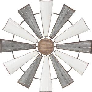 imageDeco 79 Metal Windmill Home Wall Decor Wall Sculpture Wall Art 30quot x 1quot x 30quot SilverWhite
