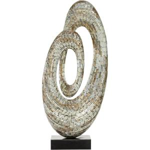 imageDeco 79 Mother of Pearl Shell Abstract Decorative Sculpture Swirl Home Decor Statue with Black Base Accent Figurine 12quot x 5quot x 30quot WhiteGray