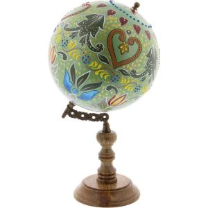 imageDeco 79 Plastic Globe with Marble Base 5quot x 5quot x 10quot BlackGreenMulticolorBrownBrass