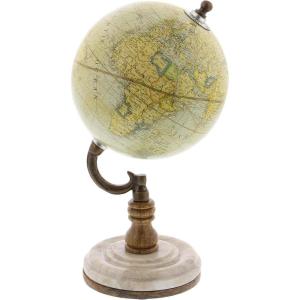 imageDeco 79 Plastic Globe with Marble Base 5quot x 5quot x 10quot BlackLightbrownYellowBrown