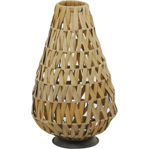 imageDeco 79 Plastic Rattan Handmade Decorative Candle Lantern with Wrapped Zig Zag Design 11quot x 11quot x 19quot Light BrownLight Brown