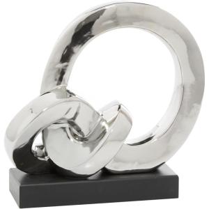 imageDeco 79 Polystone Abstract Decorative Sculpture Link Home Decor Statue with Black Base Accent Figurine 12quot x 5quot x 12quot Silver