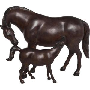 imageDeco 79 Polystone Horse Decorative Sculpture Home Decor Statue Accent Figurine 22quot x 7quot x 25quot BrownDark Brown
