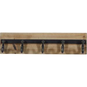 imageDeco 79 Wood 5 Hanger Wall Hook with Black Metal Hardware 24quot x 4quot x 6quot Brown