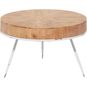 imageDeco 79 Wood Coffee Table with White Metal Tripod Legs 32quot x 32quot x 18quot BrownBrown
