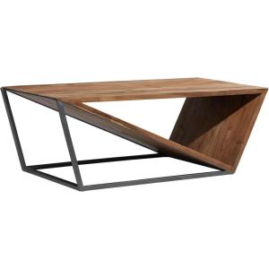 imageDeco 79 Wood Diagonal Open Frame Coffee Table with Gray Metal Base 45quot x 24quot x 16quot Brown