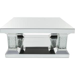 imageDeco 79 Wood Mirrored Coffee Table with Crystal Embellishments 39quot x 39quot x 18quot Silver