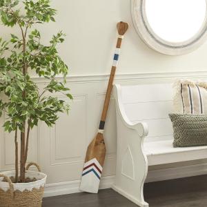 imageDeco 79 Wood Paddle Home Wall Decor Novelty Canoe Oar Wall Sculpture with Arrow and Stripe Patterns Wall Art 21quot x 2quot x 36quot BrownWhite