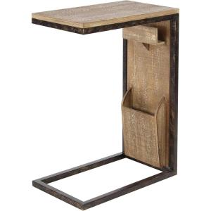 imageDeco 79 Wood Rectangle Accent Table with Distressed Metal Frame and Storage 18quot x 10quot x 24quot Brown