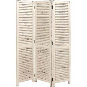 imageDeco 79 Wood Rectangle Room Divider Screen with Horizontal Slats 48quot x 1quot x 71quot CreamCream