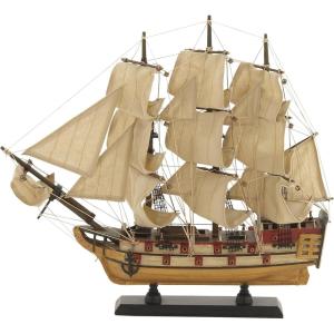 imageDeco 79 Wood Sail Boat Decorative Sculpture Home Decor Statue with Lifelike Rigging Accent Figurine 15quot x 3quot x 14quot BeigeBeige