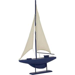 imageDeco 79 Wood Sail Boat Decorative Sculpture Home Decor Statue with Lifelike Rigging Accent Figurine 15quot x 3quot x 14quot BeigeDark Blue