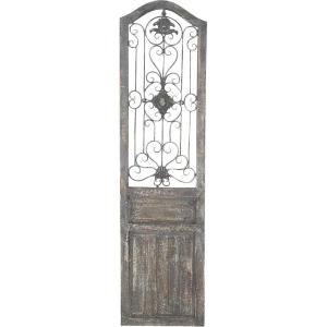 imageDeco 79 Wood Scroll Home Wall Decor Distressed Door Panel Wall Sculpture with Metal Wire Details Wall Art 19quot x 1quot x 72quot Brown