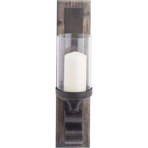 imageDeco 79 Wood Solid Wall Sconce 5quot x 6quot x 20quot BrownBrown