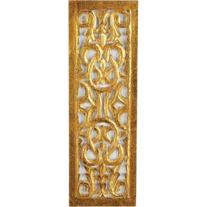 imageDeco 79 Wooden Floral Handmade Home Wall Decor Intricately Carved Acanthus Wall Sculpture Wall Art 12quot x 1quot x 36quot BrownGold