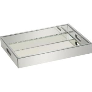 imageDeco 79 Wooden Living Room Decor Tray Mirrored Ottoman Tray Serving Tray 20quot x 20quot x 2quot Silver18 x 135 x 3