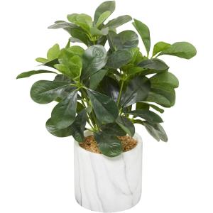 imageThe Novogratz Faux Foliage Eucalyptus Artificial Plant with Realistic Leaves and White Marble Pot 11quot x 9quot x 14quot Green
