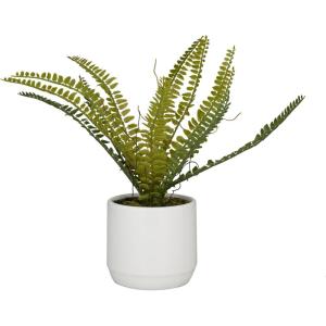 imageThe Novogratz Faux Foliage Fern Artificial Plant with Realistic Leaves and White Ceramic Pot 15quot x 10quot x 12quot Green
