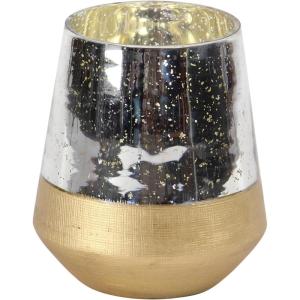 imageThe Novogratz Glass Decorative Candle Lantern with Faux Mercury Glass Finish 7quot x 7quot x 9quot GoldSMALL SIZE