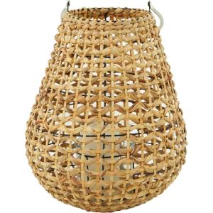imageThe Novogratz Metal Handmade Decorative Candle Lantern with Glass Holder and Handle 13quot x 13quot x 16quot BrownBrown