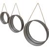 imageDeco 79 Metal Hanging Wall Mirror Set of 3 20quot 13quot 10quotW Dark GrayGrey