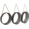 imageDeco 79 Metal Hanging Wall Mirror Set of 3 20quot 13quot 10quotW Dark GrayGrey