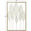 imageDeco 79 Metal Leaf Home Wall Decor Tall CutOut Wall Sculpture with Intricate Laser Cut Designs Wall Art 59quot x 1quot x 37quot BronzeWhite