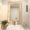 imageDeco 79 Metal Room Wall Mirror Entryway Mirror with Thin Metal Rectangle Frame Wall Mounted Mirror 31quot x 1quot x 47quot Gold