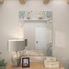 imageDeco 79 Mother of Pearl Shell Handmade Room Wall Mirror Mosaic Entryway Mirror with Blue Corners Wall Mounted Mirror 48quot x 1quot x 36quot Cream355L x 478W