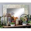 imageDeco 79 Mother of Pearl Shell Handmade Room Wall Mirror Mosaic Entryway Mirror with Blue Corners Wall Mounted Mirror 48quot x 1quot x 36quot Cream355L x 478W