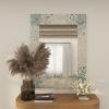 imageDeco 79 Mother of Pearl Shell Handmade Room Wall Mirror Mosaic Entryway Mirror with Blue Corners Wall Mounted Mirror 48quot x 1quot x 36quot Cream355L x 478W