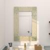 imageDeco 79 Mother of Pearl Shell Handmade Room Wall Mirror Mosaic Entryway Mirror with Blue Corners Wall Mounted Mirror 48quot x 1quot x 36quot Cream361L x 24W