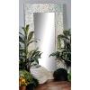 imageDeco 79 Mother of Pearl Shell Handmade Room Wall Mirror Mosaic Entryway Mirror with Blue Corners Wall Mounted Mirror 48quot x 1quot x 36quot Cream36L x 70W
