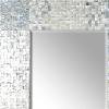 imageDeco 79 Mother of Pearl Shell Handmade Room Wall Mirror Mosaic Entryway Mirror with Blue Corners Wall Mounted Mirror 48quot x 1quot x 36quot Cream36L x 70W