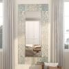 imageDeco 79 Mother of Pearl Shell Handmade Room Wall Mirror Mosaic Entryway Mirror with Blue Corners Wall Mounted Mirror 48quot x 1quot x 36quot Cream36L x 70W