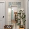 imageDeco 79 Mother of Pearl Shell Handmade Room Wall Mirror Mosaic Entryway Mirror with Blue Corners Wall Mounted Mirror 48quot x 1quot x 36quot Cream36L x 70W