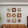 imageDeco 79 Rustic Metal Wall Mirror Wood Mirr Decor S9 W H60930 23quot by 23quot Gold