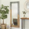 imageDeco 79 Wood Room Wall Mirror Entryway Mirror with Metal Detailing Wall Mounted Mirror 28quot x 2quot x 71quot Beige