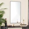 imageDeco 79 Wood Room Wall Mirror Oval Shaped Entryway Mirror with Thin Minimalistic Frame Wall Mounted Mirror 18quot x 1quot x 31quot BlackBlack