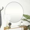 imageDeco 79 Wood Room Wall Mirror Oval Shaped Entryway Mirror with Thin Minimalistic Frame Wall Mounted Mirror 18quot x 1quot x 31quot BlackBlack