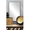 imageDeco 79 Wood Room Wall Mirror Oval Shaped Entryway Mirror with Thin Minimalistic Frame Wall Mounted Mirror 18quot x 1quot x 31quot BlackBlack