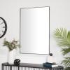 imageDeco 79 Wood Room Wall Mirror Oval Shaped Entryway Mirror with Thin Minimalistic Frame Wall Mounted Mirror 18quot x 1quot x 31quot BlackBlack