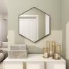 imageDeco 79 Wood Room Wall Mirror Oval Shaped Entryway Mirror with Thin Minimalistic Frame Wall Mounted Mirror 18quot x 1quot x 31quot BlackBlack