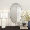 imageDeco 79 Wood Room Wall Mirror Oval Shaped Entryway Mirror with Thin Minimalistic Frame Wall Mounted Mirror 18quot x 1quot x 31quot BlackBlack