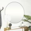 imageDeco 79 Wood Room Wall Mirror Oval Shaped Entryway Mirror with Thin Minimalistic Frame Wall Mounted Mirror 18quot x 1quot x 31quot BlackBlack